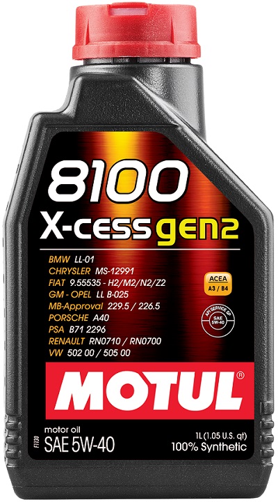 111681 - MOTUL 8100 X-cess GEN2 5W-40 1л. 100% Масло синт. моторное, cтандарты: ACEA A3/B4-API SM/CF