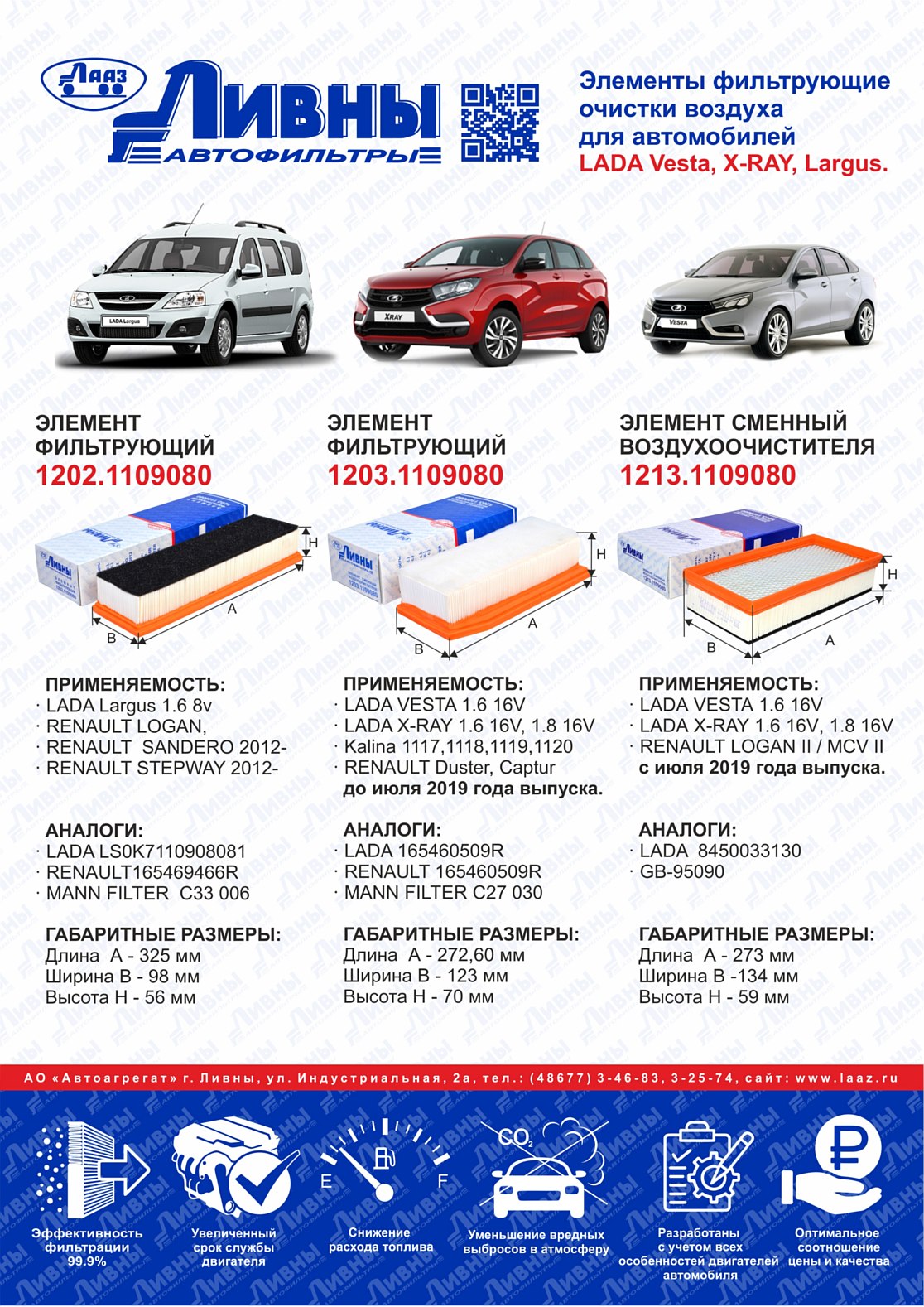 Элементы очистки воздуха для а/м LADA VESTA, LADA X-RAY, LADA Largus. /  Новости / ООО «Автокомплект»